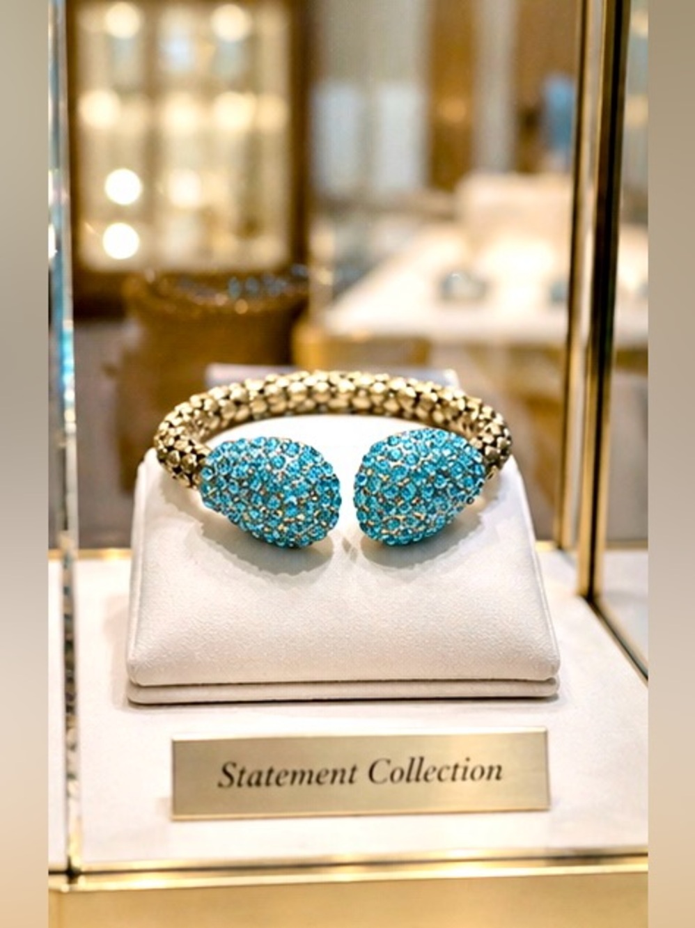 🩵Turquoise Crystal Cuff | Gold Plate Woven Band Bracelet 🩵